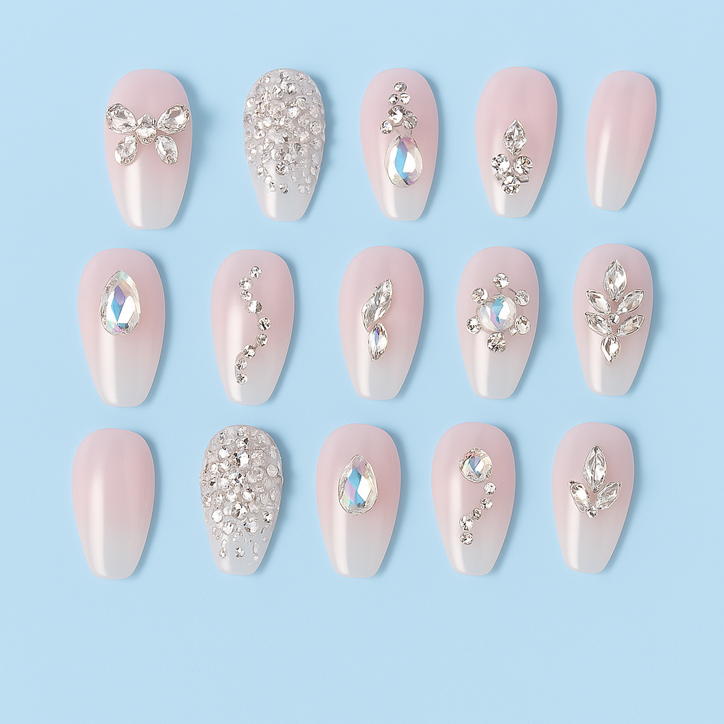 Mystiqua's Pink Rhinestone Nails